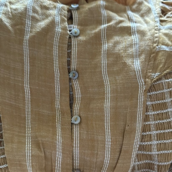 Free People Chambray Butterflies Boho midi dress Sz XS smocked bodice - Picture 10 of 13